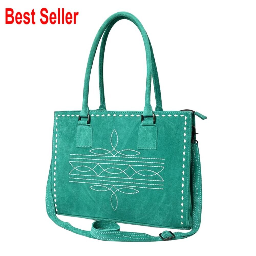 Genuine Leather Tote Purse with Removable Shoulder Strap